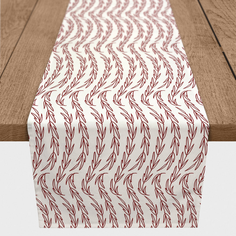 Floral Table Runner, 90" x 16", Red