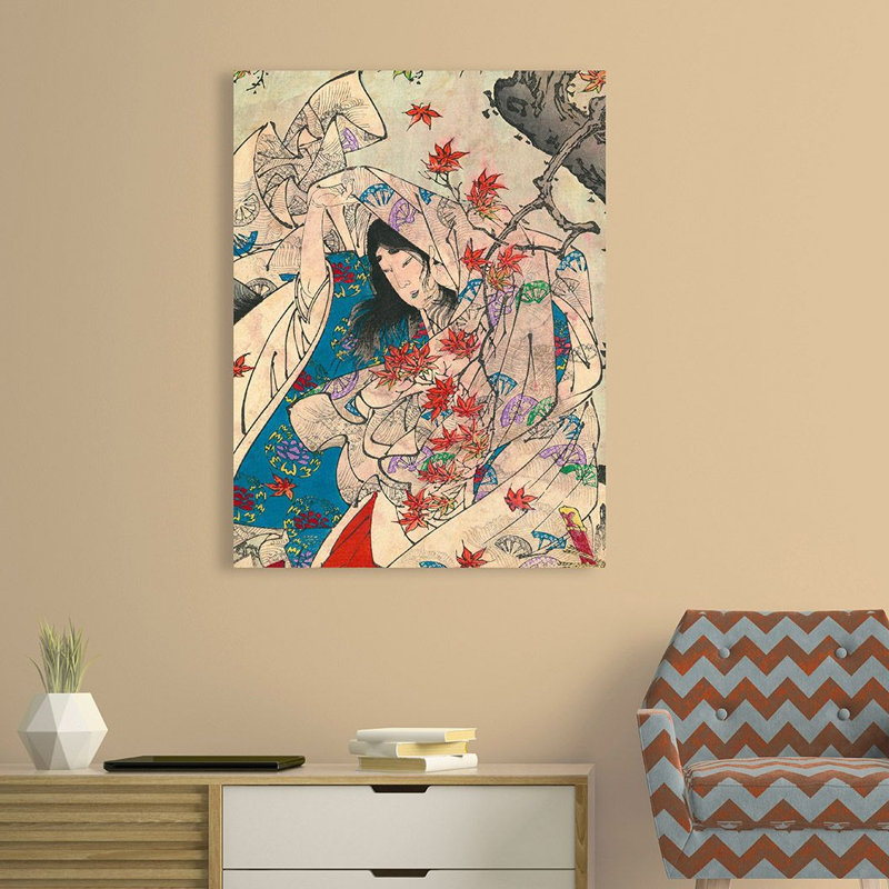 Maple Leaf Gathering by Tsukioka Yoshitoshi - No Frame Painting on Canvas, 70cm H x 50cm W x 4cm D