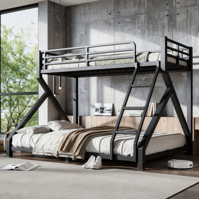 Heavy-Duty Metal Bunk Bed with Reinforced Support Slats