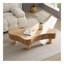 Table basse cylindrique moderne en bois de 42,52 pouces fabriquée à la main de forme irrégulière pour le salon, petite table basse avec piédestal robuste, couleur naturelle