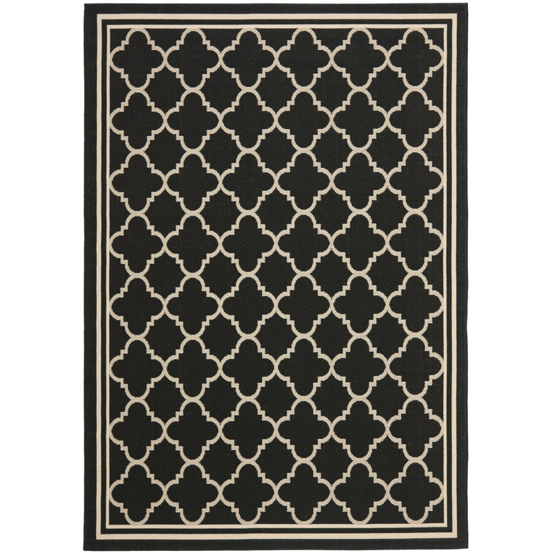 Herefordshire Looped/Hooked Black Indoor/Outdoor Rug, Rectangle 201 x 290 cm