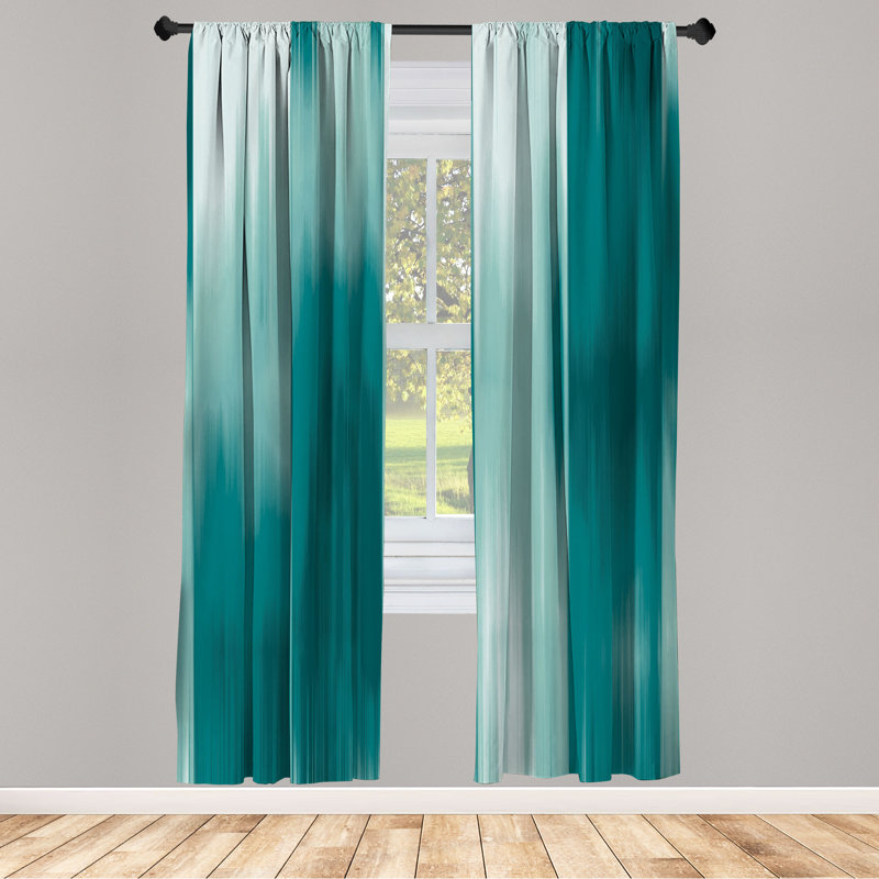 Microfiber Floral Semi-Sheer Rod Pocket Curtain Panels, 28" W x 63" L, Turquoise