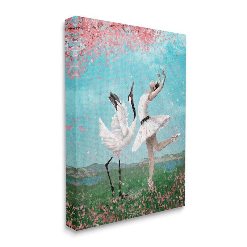 Sureau, cygne, lac, fleurs de cerisier, ballet gris, ferme rustique, estampe numérique, art texturé par Paula Belle Flores