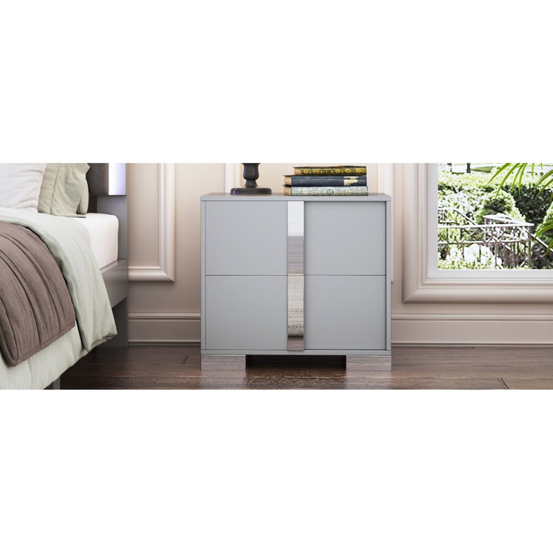 Table de chevet simple et chic avec 2 tiroirs pour la chambre à coucher et pratique en métal