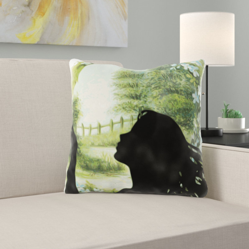 Coussin décoratif paysage Hodgins, Microsuède, Intérieur