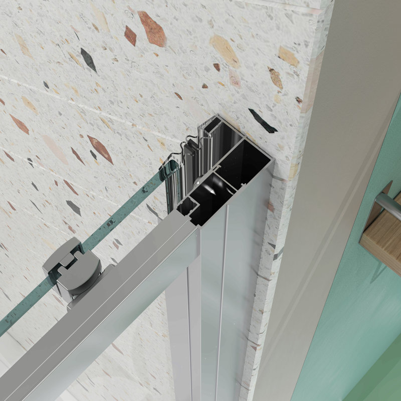 Sliding Shower Door, Sliding Door, With 1/4" Tempered Glass, Chrome