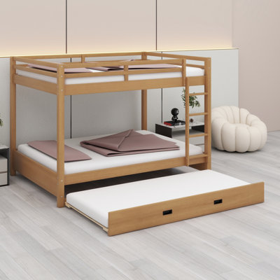 Lit superposé en bois avec échelle et lit gigogne