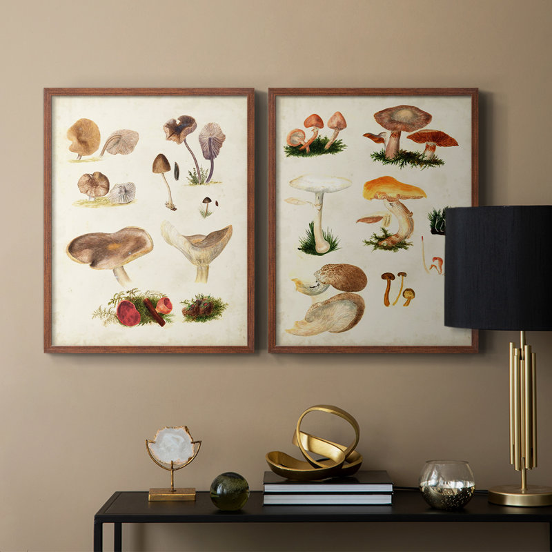 Champignon III - Reproduction encadrée de qualité supérieure - prêt à être accroché - aucun clou requis - aucun clou requis