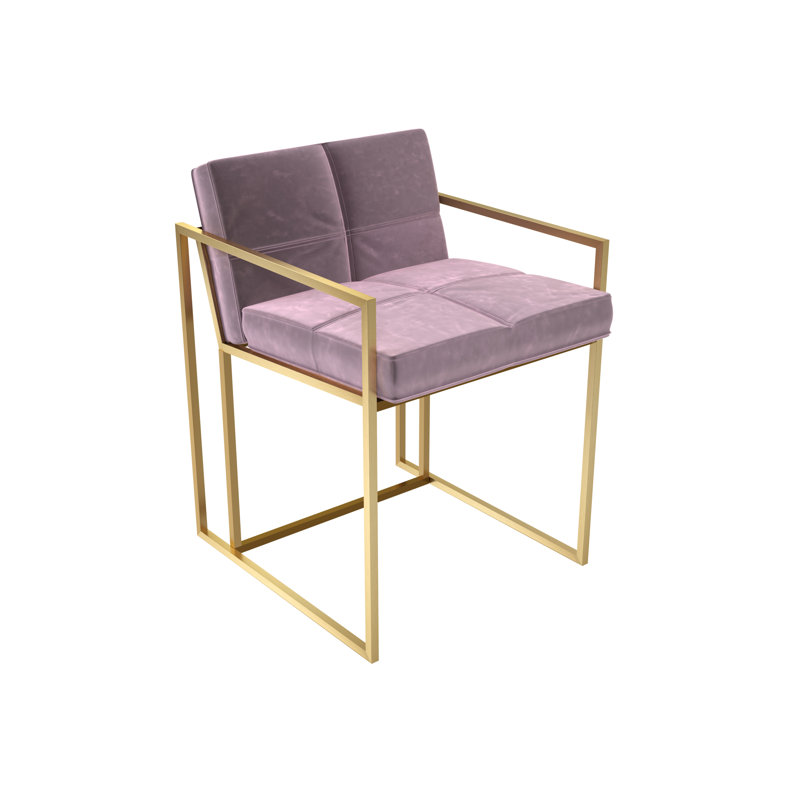 Wattripont Velvet Armchair, Brass Brushed, Blush Pink