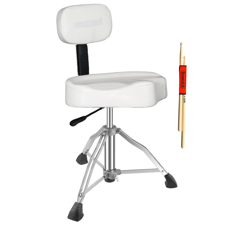  Fauteuil de tambour réglable avec tabouret rembourré et dossier de 4,5 po avec capacité de 441 lb, Blanc