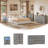  Ensemble de commode 3 pièces - commode 4 tiroirs et deux tables de chevet 2 tiroirs avec station de charge, gris délavé