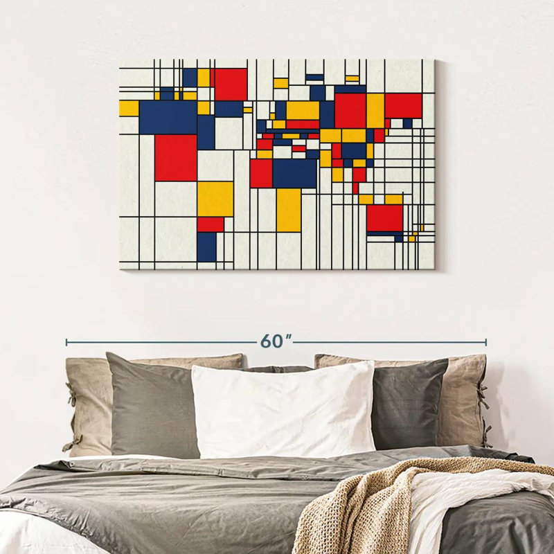 Avery Abstract Squares World Map, 30" H x 45" W