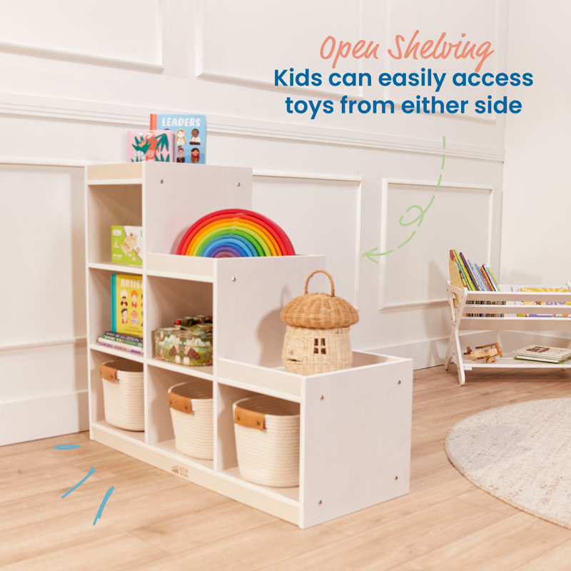 ECR4Kids 3-2-1 Double-Sided Cube Storage Organizer, Classroom Furniture, White Wash