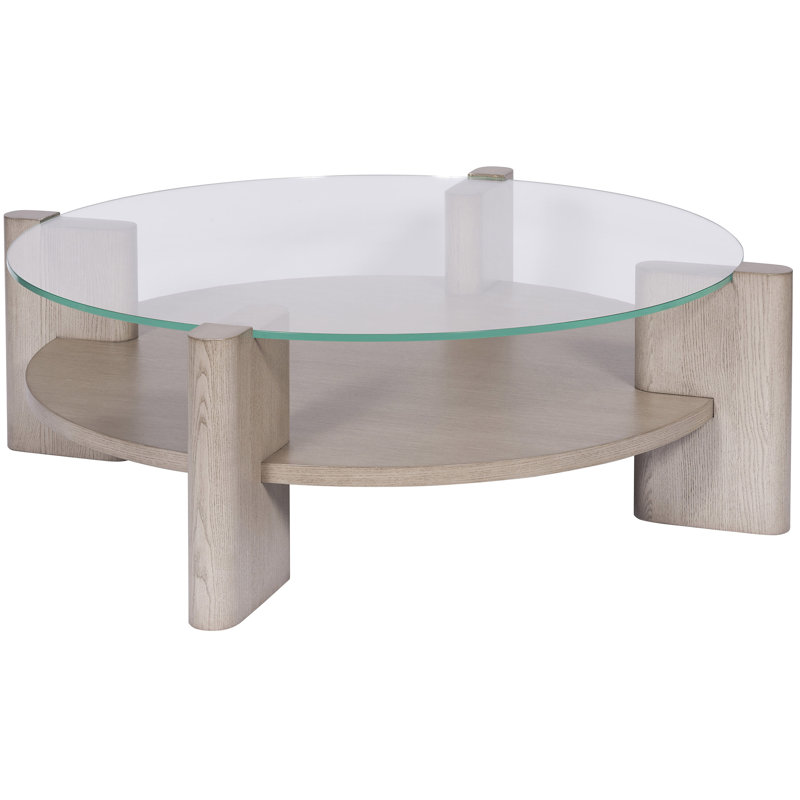 Wolcott Glass Cocktail Table, Casa Blanca, 17.5" H x 55" L x 55" W