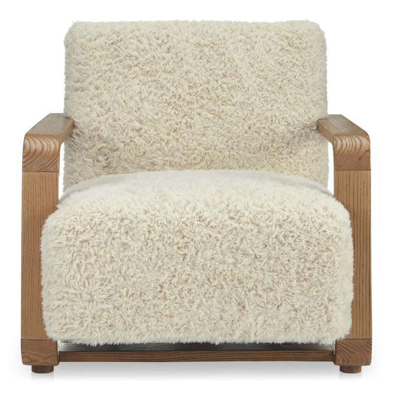 Chaise longue rembourrée Nellie, Fausse fourrure crème