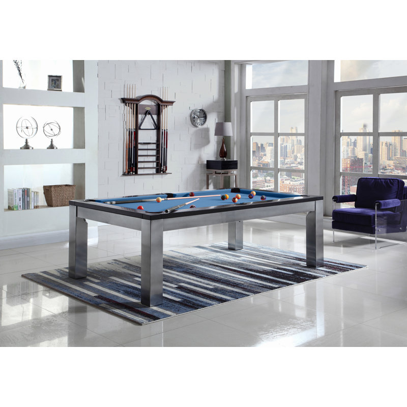 Playcraft Monaco Slate Pool Table with Dining Top & Benches/Professional Installation Included, Academy Blue, 7'