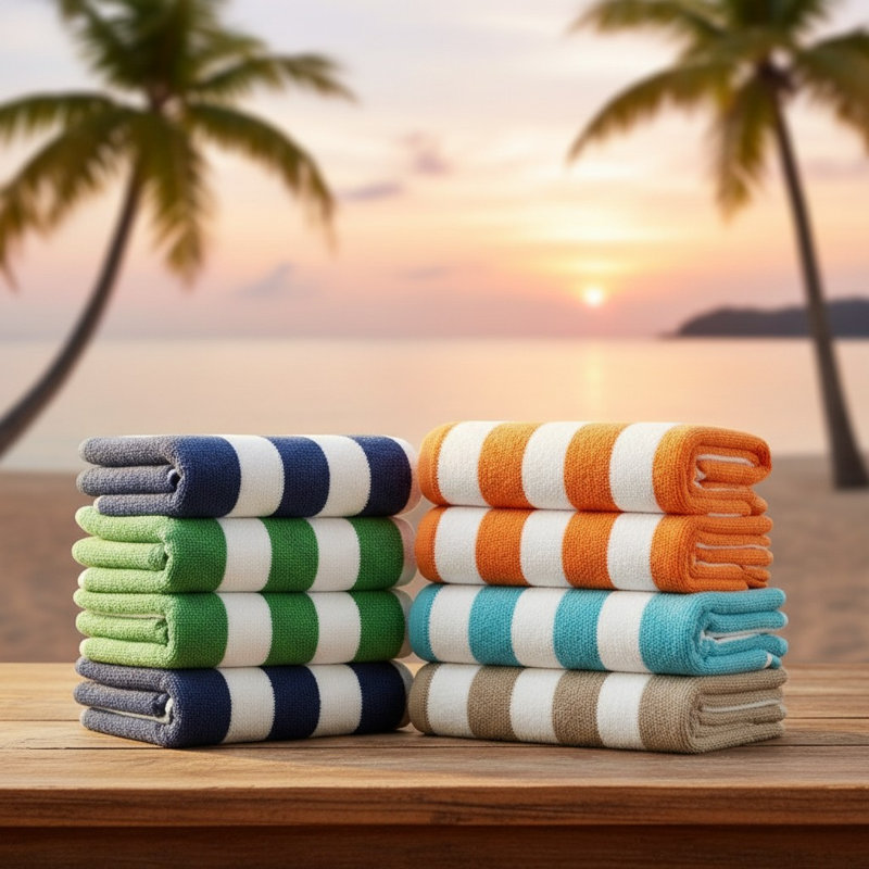Premium Oversized Striped Towels - Soft, Absorbent & Long‑Lasting, Orange