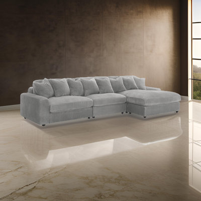 Lain 3Pc Sectional Sofa With Reversible Chaise, 8 Throw Pillows