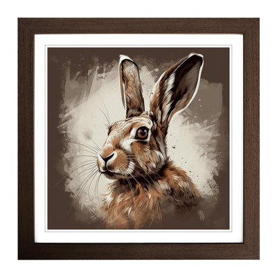 Hare Graphic No.1 - Single Picture Frame Print on Wood