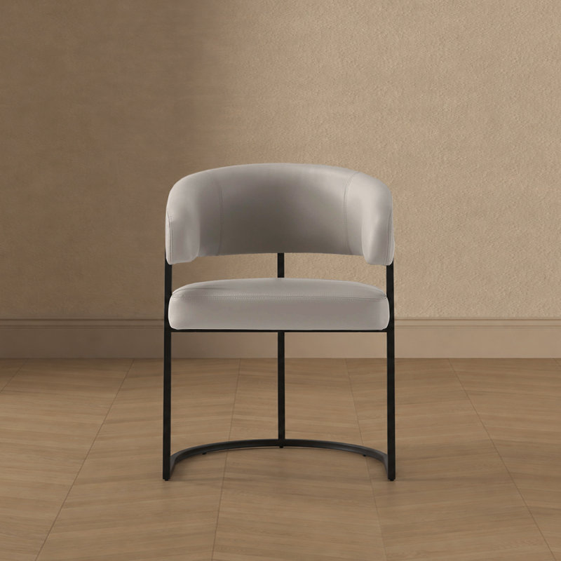 Chaise rembourrée en cuir gris clair Augusta, Gris clair