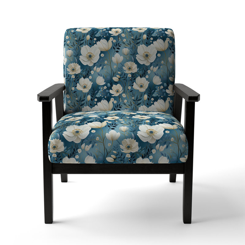 Fauteuil d'appoint rembourré blanc et bleu Meadow Serenity I