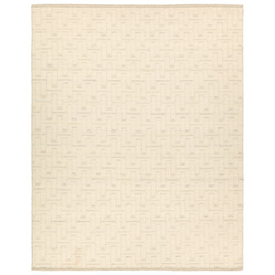 Taren ELZ05 Handmade Solid Ivory Area Rug