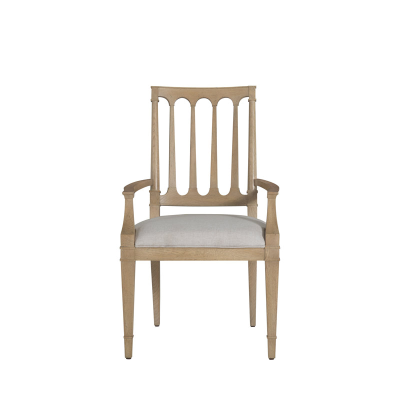 Mathis Wood Sculpted Back Dining Arm Chair, Rustic French Oak