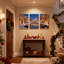 «Christmas Christmas Venice Night Night Lights Snow Reflections Bridge», ensemble de 3 impressions sur toile