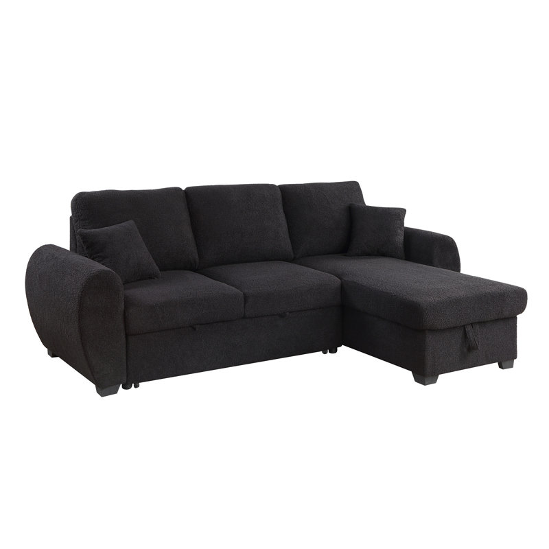 Canapé-lit modulaire réversible en molleton noir Teddy Vera95