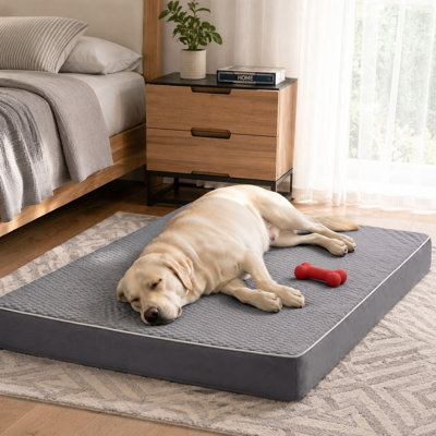 Ce tapis de cage orthopédique imperméable XL gris 44x32 offre un confort exceptionnel aux grands chiens. Il est doté d'une housse amovible et lavable et d'un coussin confortable.