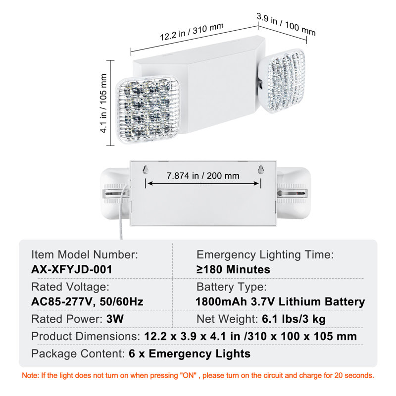 Batterie de secours pour 6 lumières de secours à DEL