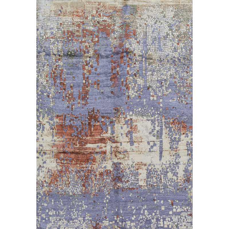 Hand-Knotted High-Quality Purple and Gold Area Rug