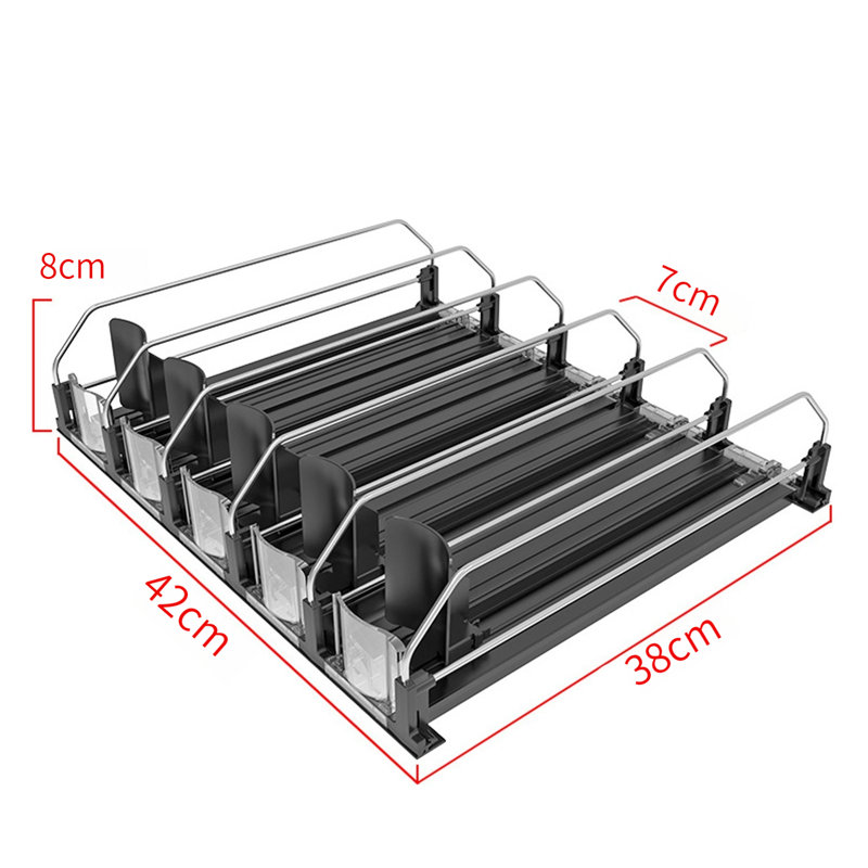 Drink Dispenser For Fridge Drink Organizer For Fridge Pantry 5PCS, Black