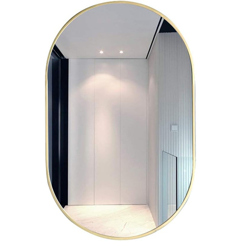 Miroir ovale en métal 20 po x 33 po, Doré, 33 po x 20 po