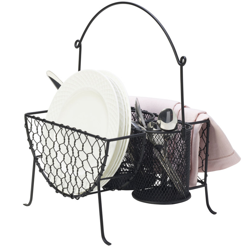 Black Stainless Steel Multi-Compartment Condiment Caddy