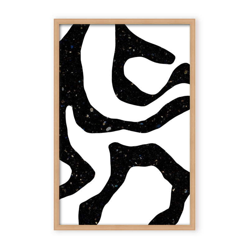 Abstract Black Gems by  - Picture Frame Painting on Paper, 36" H x 24" W x 1.125" D, Black, Framed Print