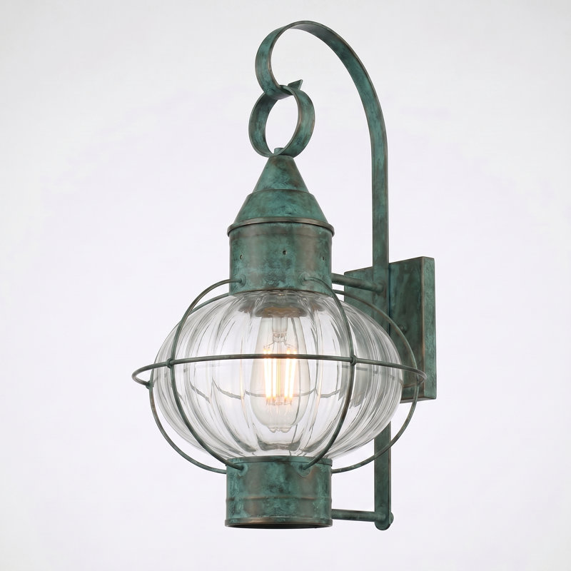 Brass Traditions - Ellington - 1 lumière - 21 pouces - Vert Verde - Laiton massif - Applique murale, Nervuré, Vert verde