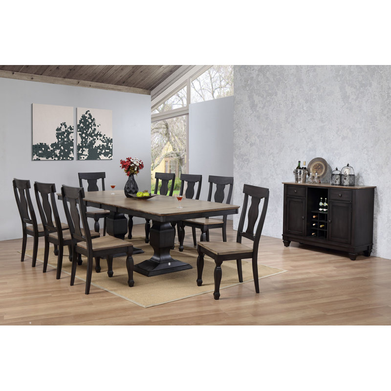 Ensemble de salle à manger extensible en bois massif 9 pièces Goldene