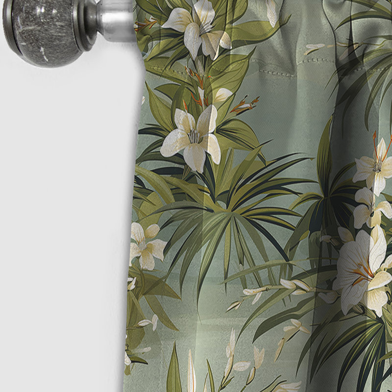 Bamboo Reflections Tropical Motif III - Rideau à motif floral - Rideau occultant - 1 panneau, L 52 po x L 90 po