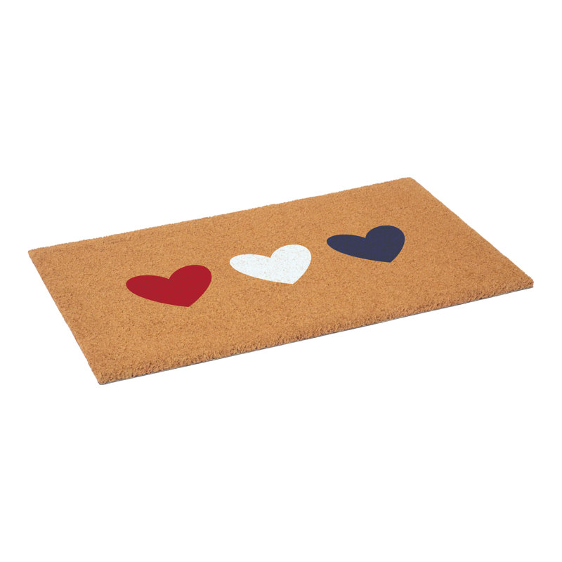 Patriotic  Hearts Doormat, 24" W x 36" L