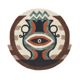 Area Rug in Brown/Teal/Orange/Beige