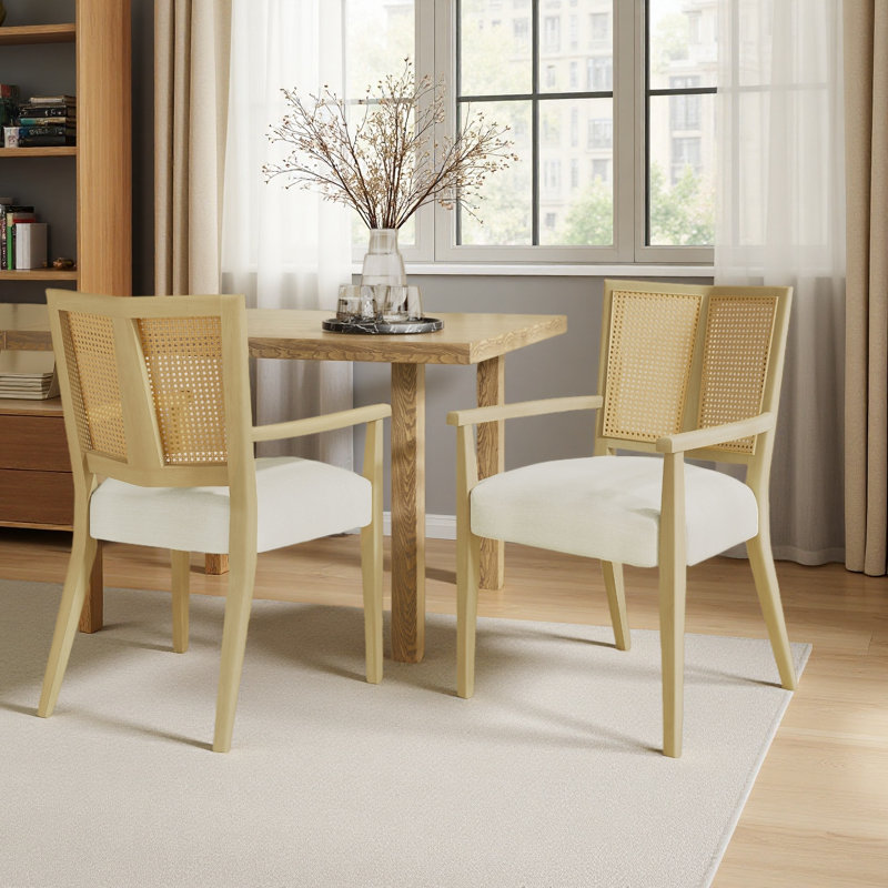Ensemble de 2 chaises en rotin, Frêne clair, Beige