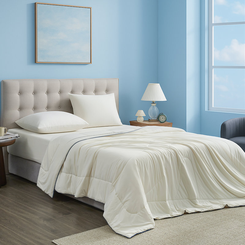 Soft Double Sided Bed Cooling Comforter for Hot Sleepers Night Sweats, Q-Max > 0.45, Twin XL, Ivory
