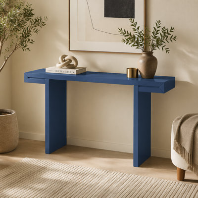 Grande console UStyle de 60 pouces aux lignes géométriques épurées, élégante table d'entrée avec finition peinte et pieds réglables, convenant au salon, au vestibule et au couloir.