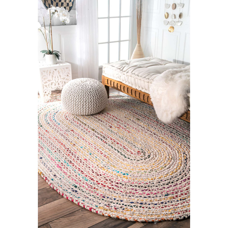 Cotton Hand Woven Area Rug, Oval 152 x 244cm