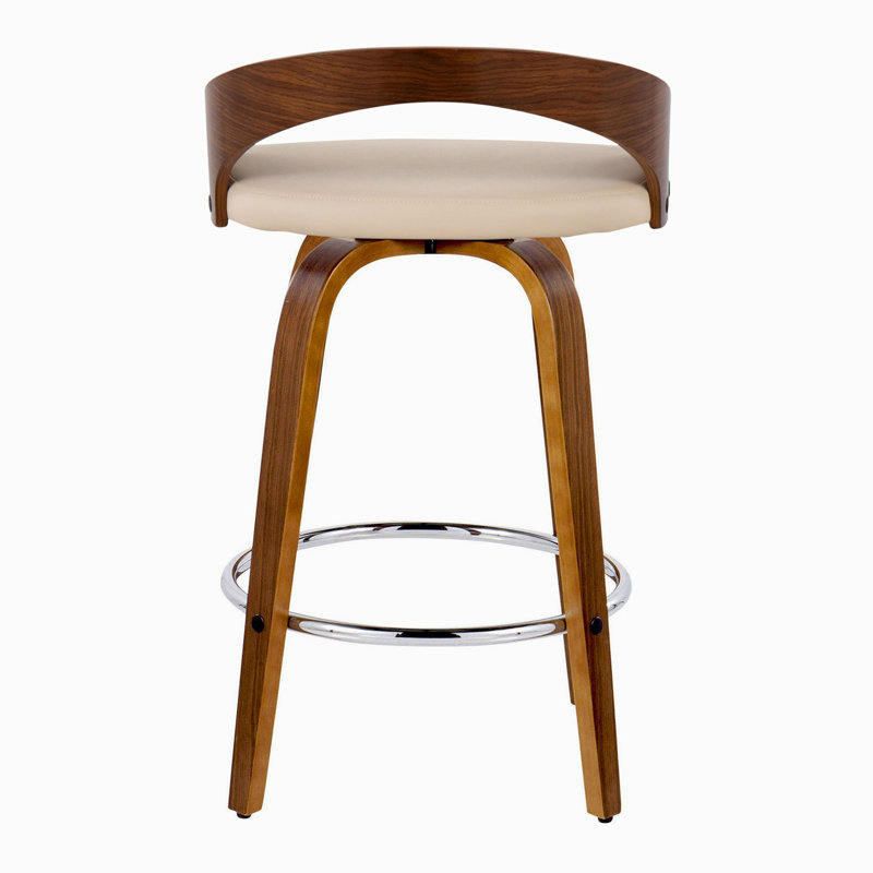 Tabouret de comptoir contemporain, Brun / Argenté, Beige
