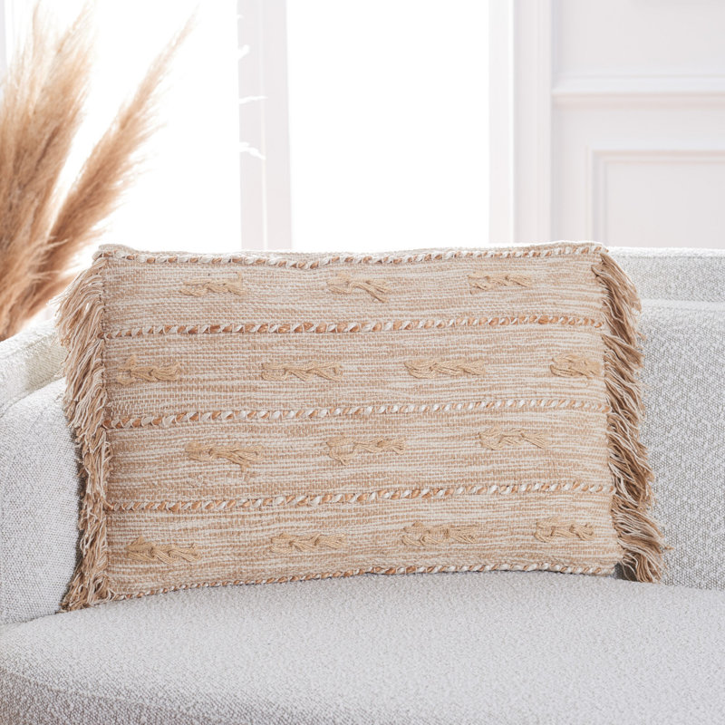Janine Rectangular Cotton Pillow Cover & Insert, Green/Beige