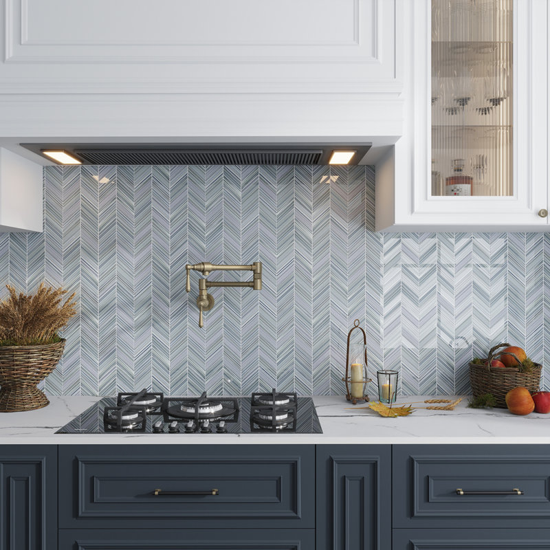 10.4"X10.4" Chevron Glass Mosaic Tile