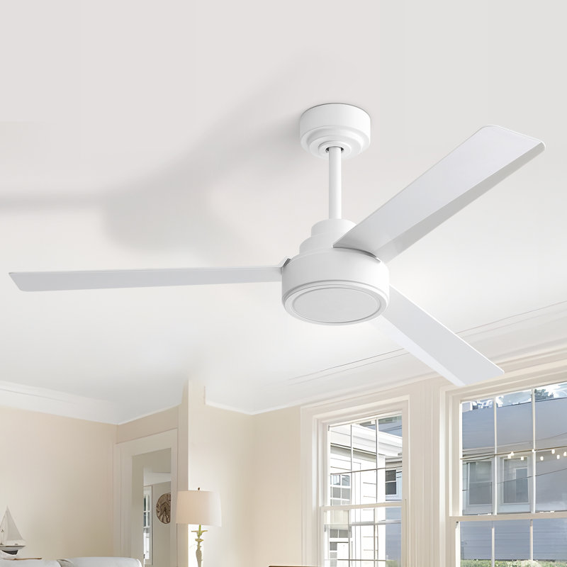 Ventilateur de plafond à hélice de 52 pouces Keilee, ventilateur de plafond moderne à 3 pales avec télécommande, ventilateur de plafond intérieur sans lumière, blanc