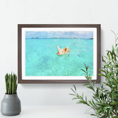 Swimming Pig - Picture Frame Painting